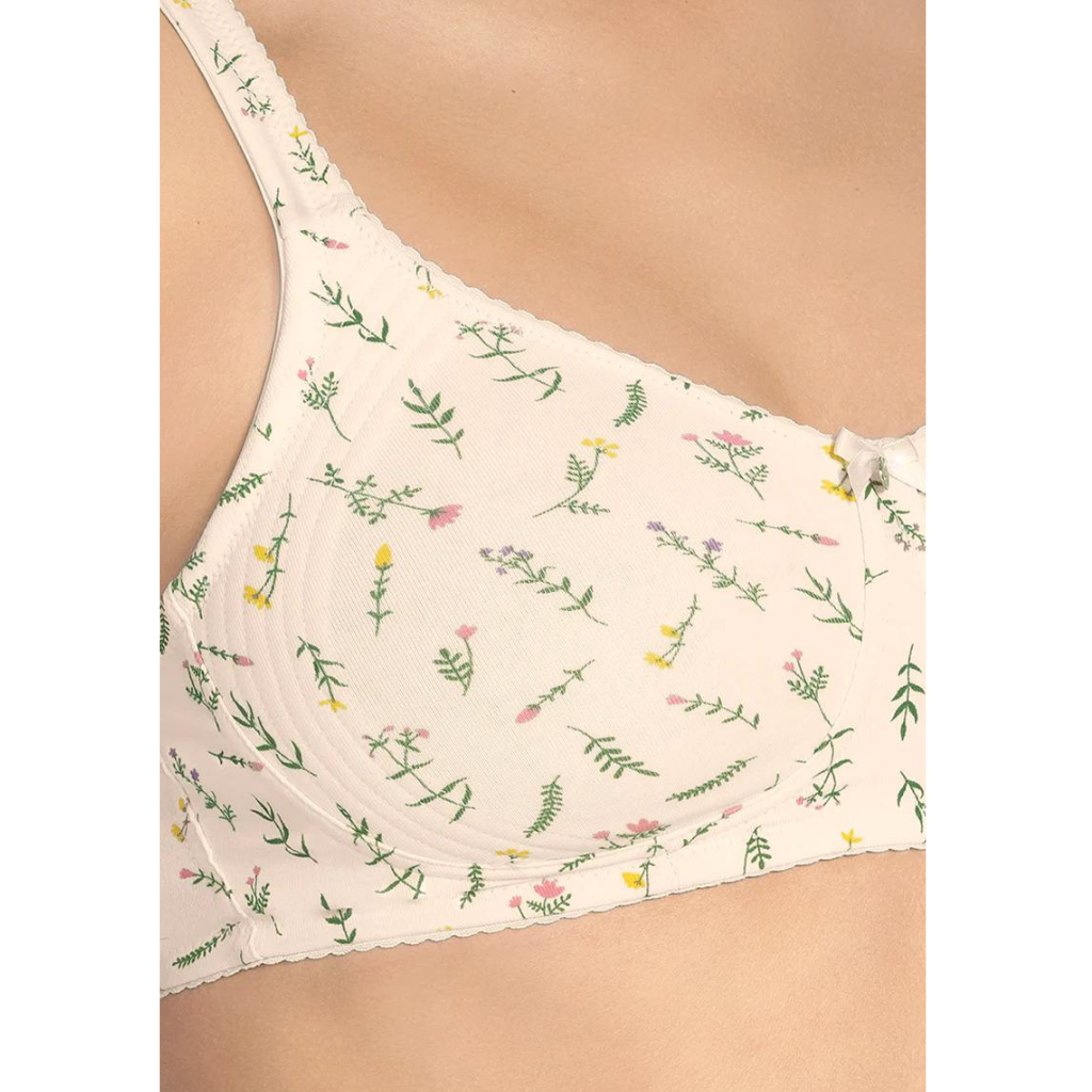 AMANTE BRA78501 Magic Shaper Non Padded Non Wired Support Minimizer Pearled Ivory Print Bra