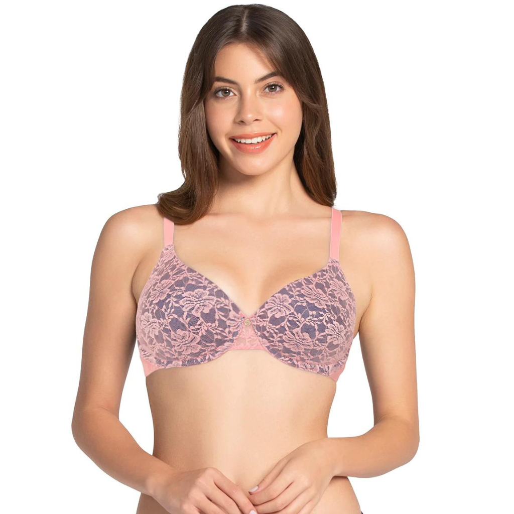 AMANTE BRA82701 Lace Dream Padded Wired Lace Salmon Rose B.Bell Bra