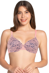 AMANTE BRA82701 Lace Dream Padded Wired Lace Salmon Rose B.Bell Bra