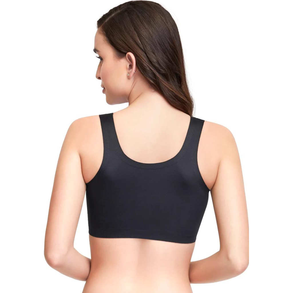 Black AMANTE BRA-BRA83301 Skins Solid Non Padded Non-Wired Scoop Neck Cami Bra