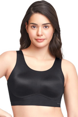 Black AMANTE BRA83501 Skins Support Scoop Neck Bra