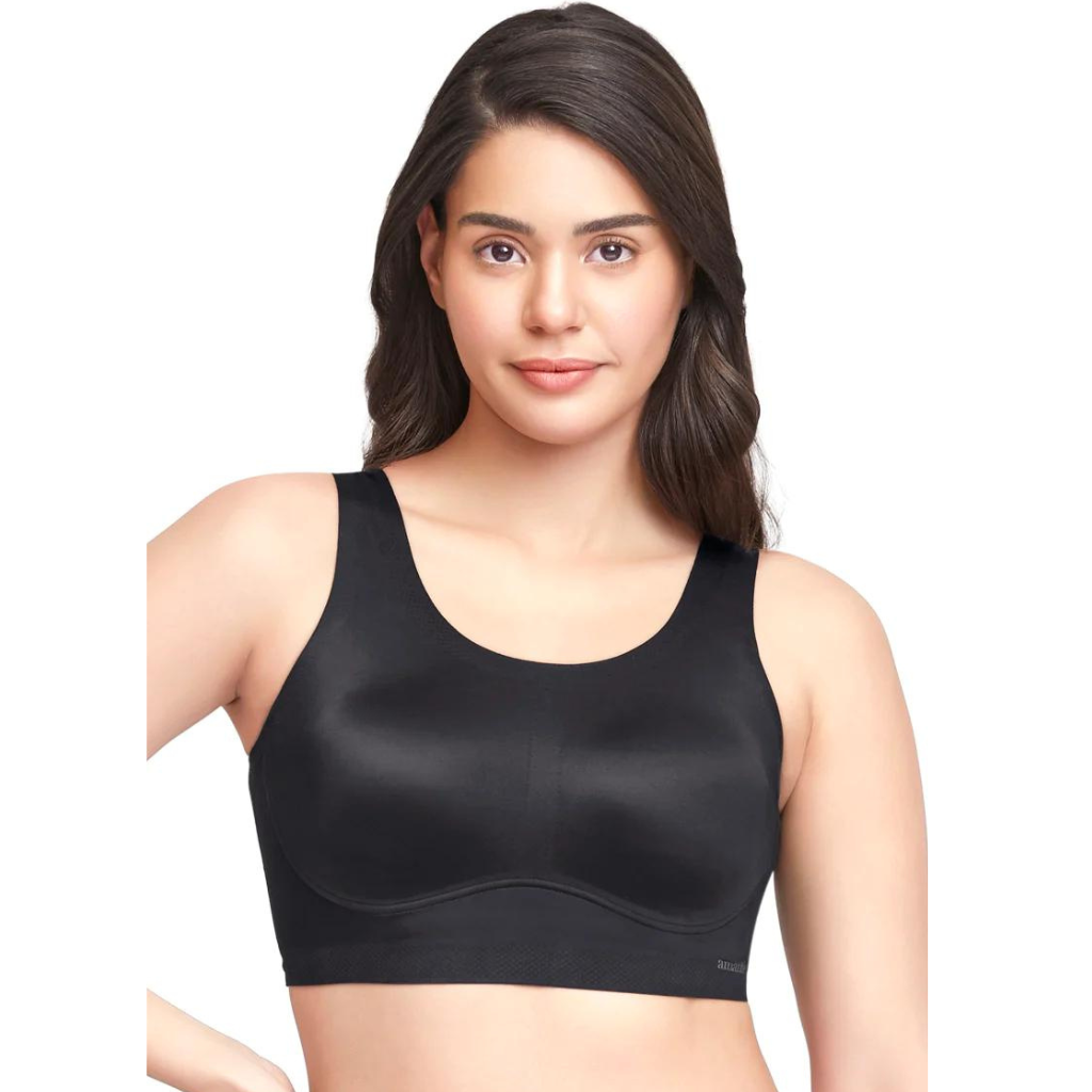 Black AMANTE BRA83501 Skins Support Scoop Neck Bra