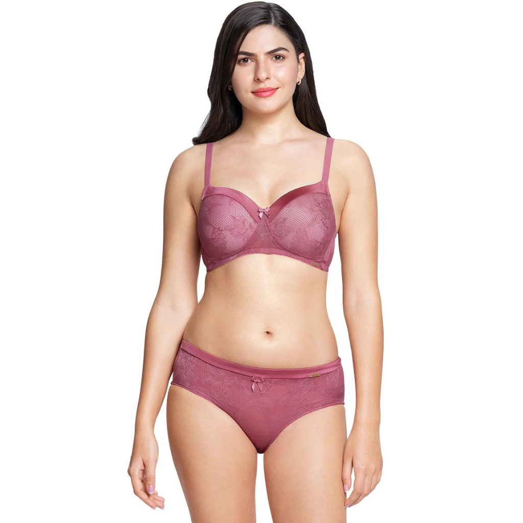 Malaga AMANTE BRA87901 Satin Touch Padded Non-Wired Lace Bra