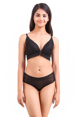 AXTZH-XBRA027  Net fabric Light padded bra & hipster seamless panty set