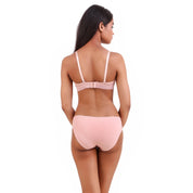 AXTZH-XBRA031 Peach Light push up bra & bikini cut panty set