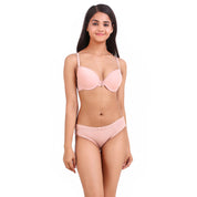 AXTZH-XBRA031 Peach Light push up bra & bikini cut panty set