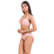 AXTZH-XBRA031 Peach Light push up bra & bikini cut panty set