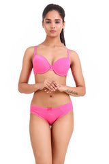 AXTZH-XBRA031 Pink Light push up bra & bikini cut panty set