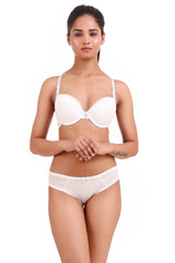 AXTZH-XBRA031 White Light push up bra & bikini cut panty set