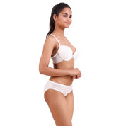 AXTZH-XBRA031 White Light push up bra & bikini cut panty set