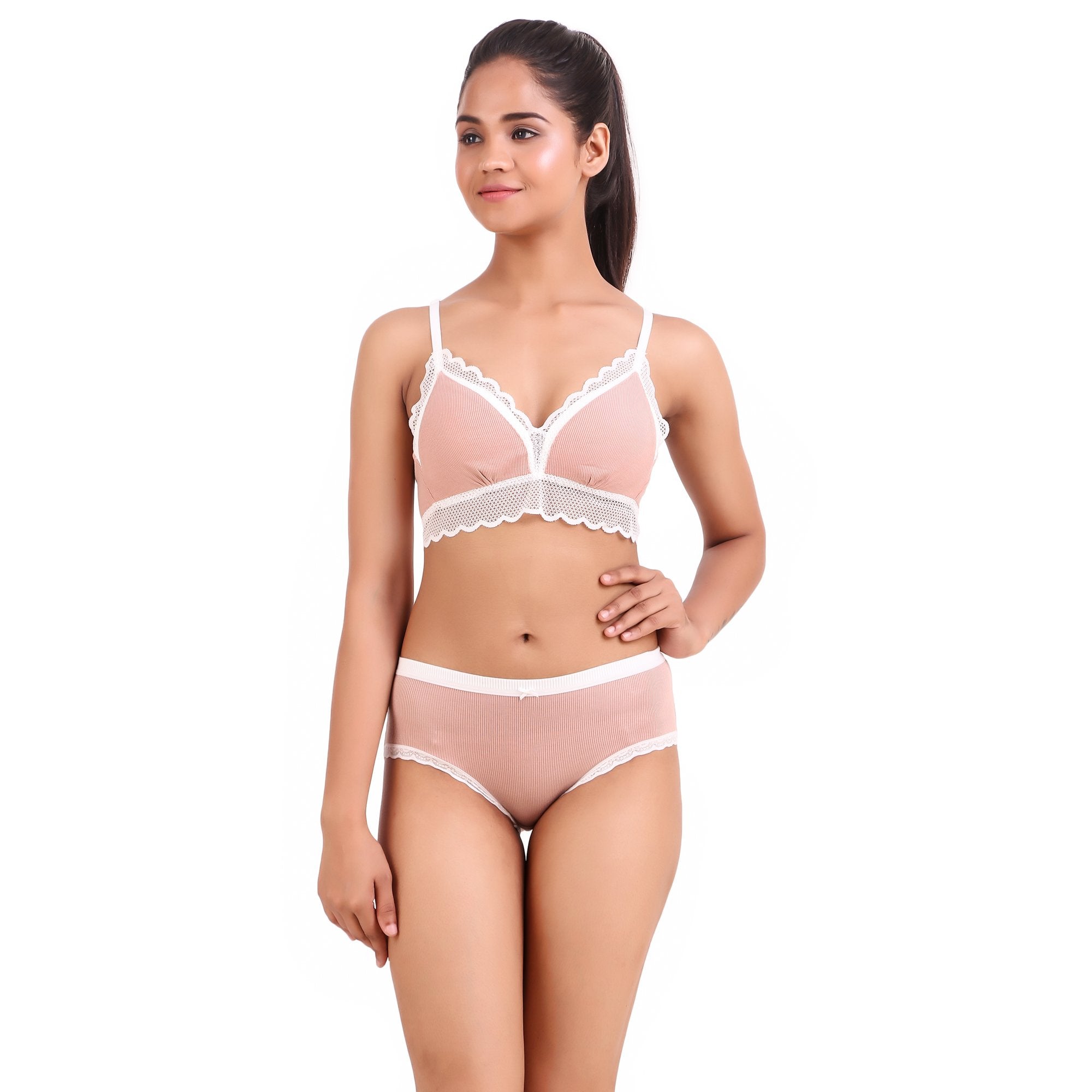 AXTZH-XBRA033 Soft cup non wired bra with boy short panty set