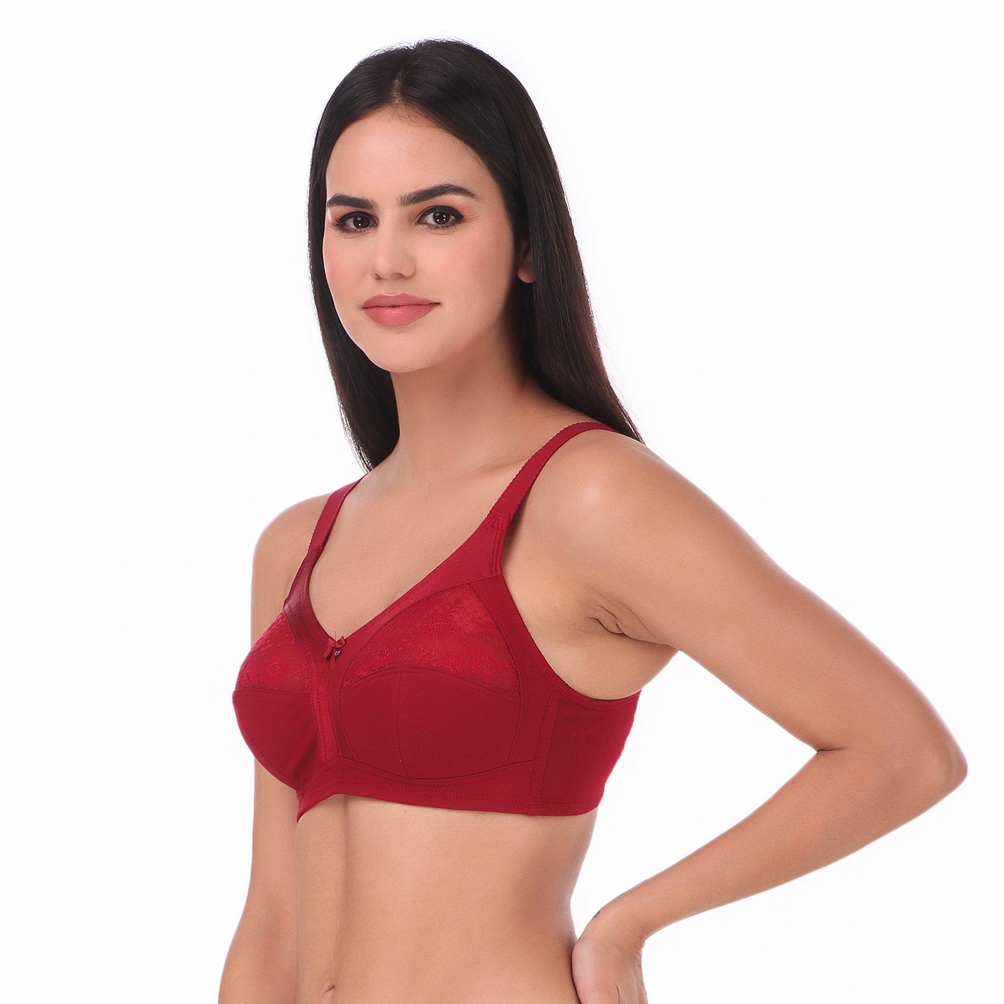 ENAMOR-A014 M-Frame Contouring Full Support Bra - Supima Cotton Non-Padded Wirefree 34 C / SKIN
