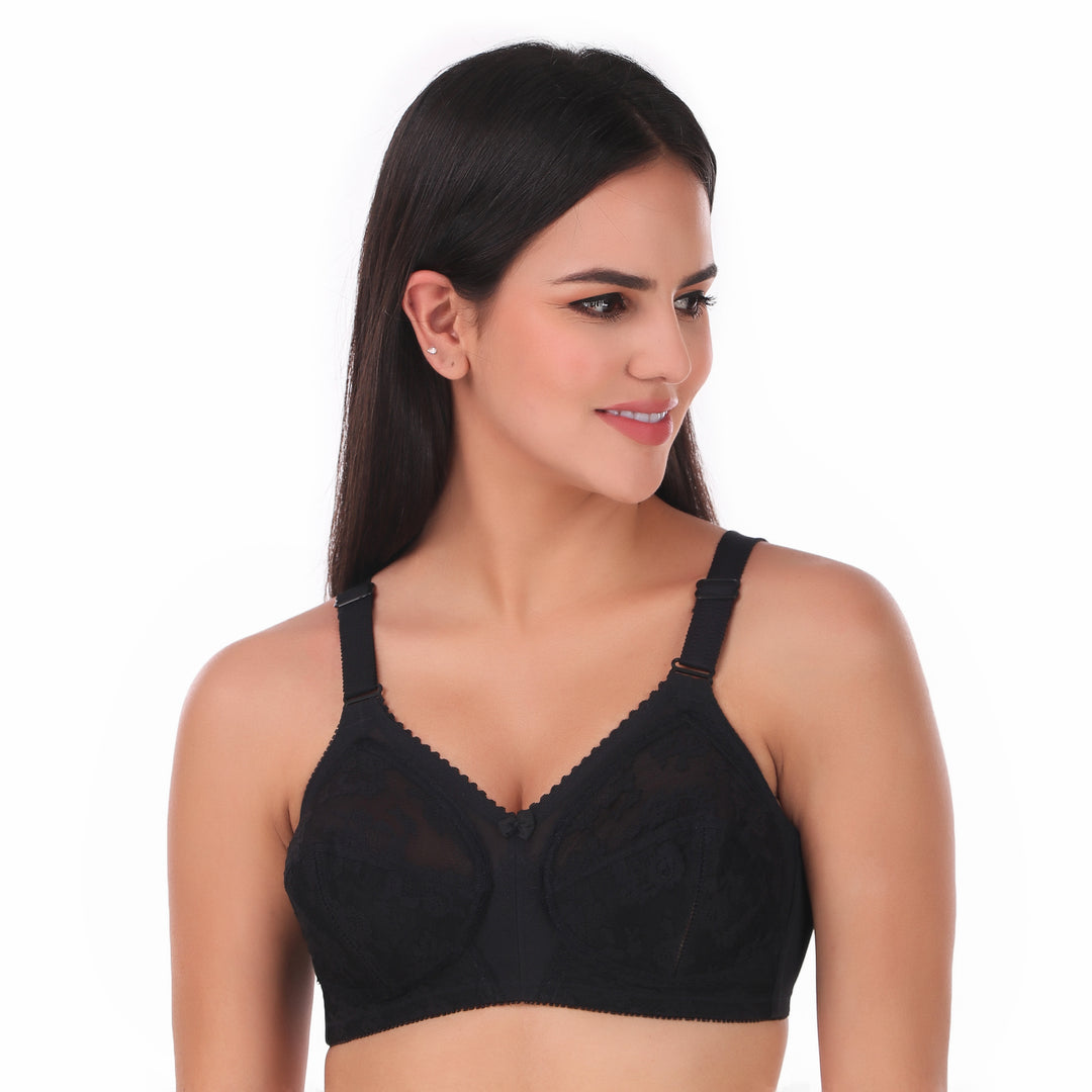 TRIUMPH-20I319 Black Doreen Wireless Non-Padded Full Coverage Support Big-Cup Classics Bra