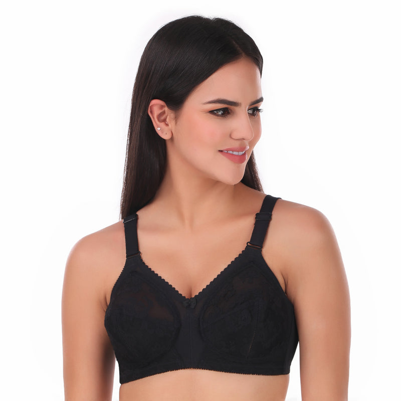 TRIUMPH-20I319 Black Doreen Wireless Non-Padded Full Coverage Support Big-Cup Classics Bra