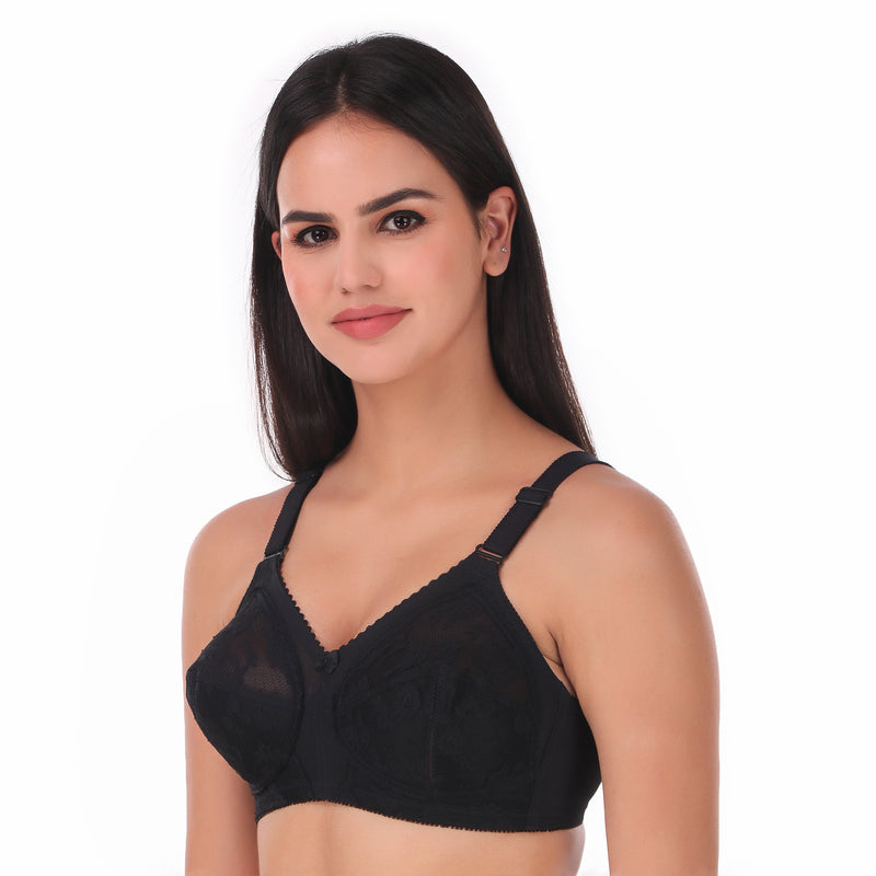 TRIUMPH-20I319 Black Doreen Wireless Non-Padded Full Coverage Support Big-Cup Classics Bra