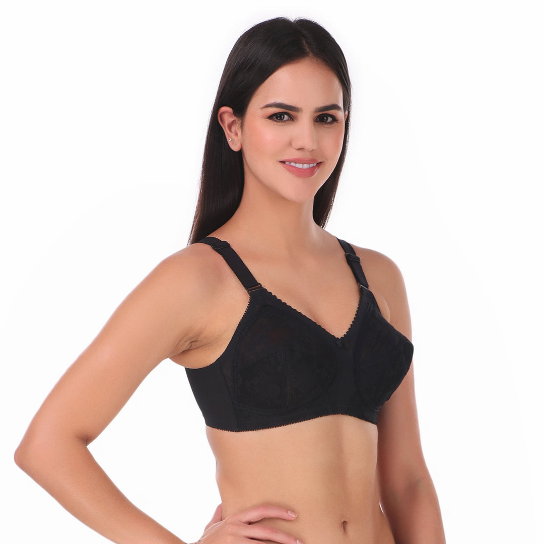 TRIUMPH-20I319 Black Doreen Wireless Non-Padded Full Coverage Support Big-Cup Classics Bra