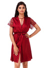 AXTZH-XNSS3P004 Maroon luxuriously Smooth satin Night Gown shorts with soft lace Accents - 3 pcs