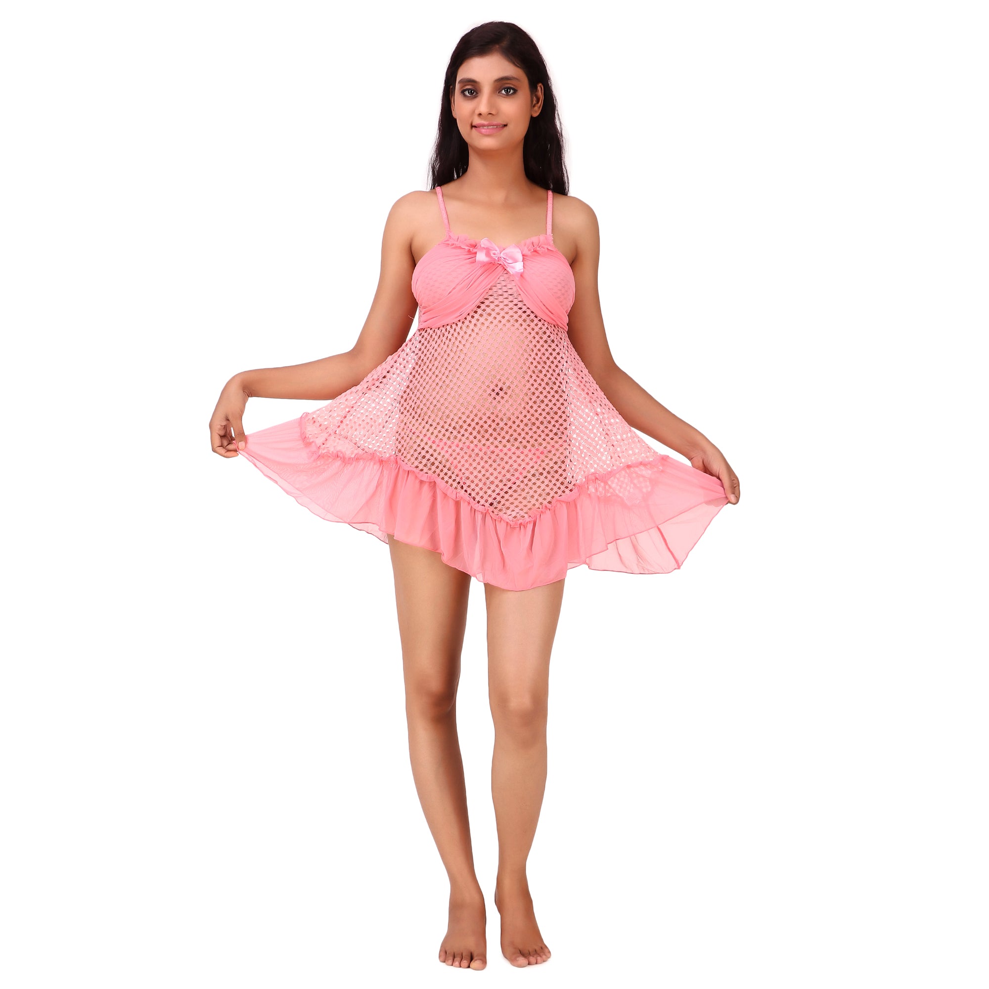 AXTZH-XNTS032 Lace Sheer Baby doll With Matching Thong