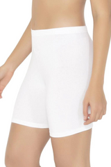 White AMANTE LIN76901 Smooth Mid-thigh Cotton Shortie Liner