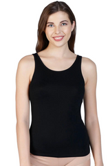 Black AMANTE LIN77101 Broad Straps Body Hugging Modal Vest