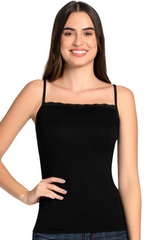 AMANTE LIN82801 Black Modal Lace Camisole