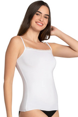 AMANTE LIN82801 White Modal Lace Camisole