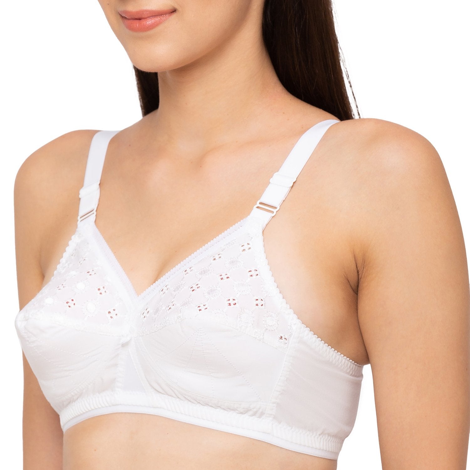 Buy Juliet Non Padded Non Wired Cut & Sew Plain Cotton Minimiser Bra -  White Online