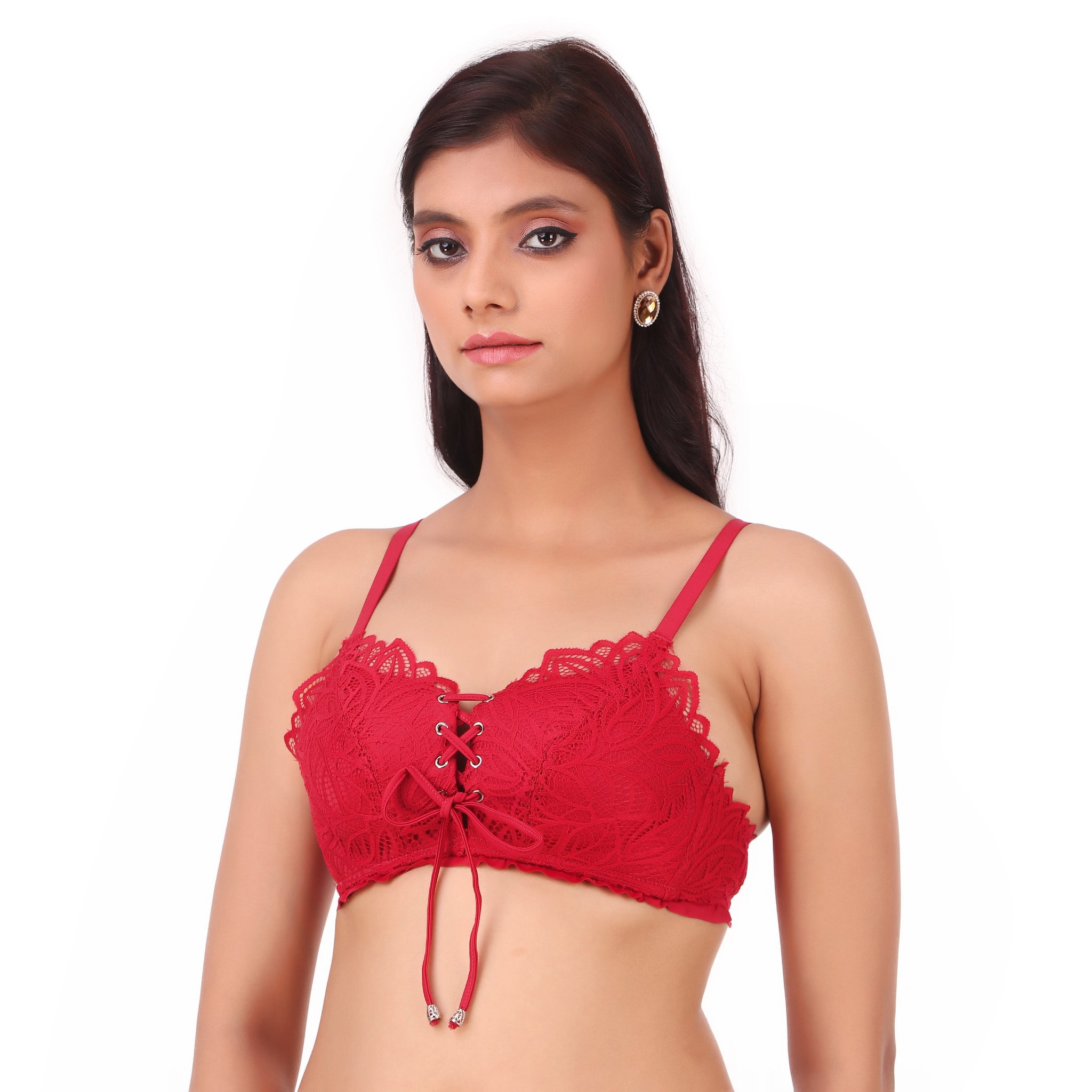 AXTZH-XBRA119 lace it up front bra and panty set