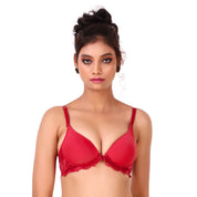 AXTZH-XBRA126 Red Non-Padded Non-Wired Front Open Plunge Bra