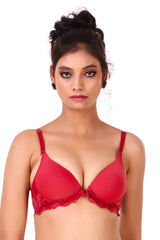 AXTZH-XBRA126 Red Non-Padded Non-Wired Front Open Plunge Bra