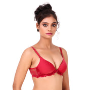 AXTZH-XBRA126 Red Non-Padded Non-Wired Front Open Plunge Bra