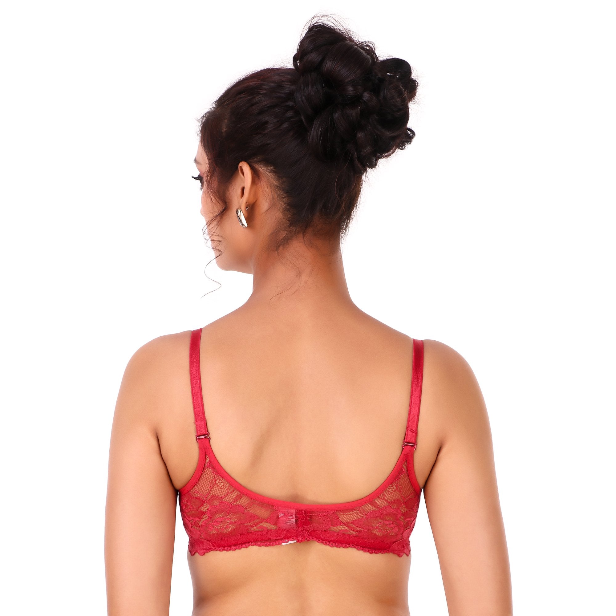 AXTZH-XBRA126 Red Non-Padded Non-Wired Front Open Plunge Bra