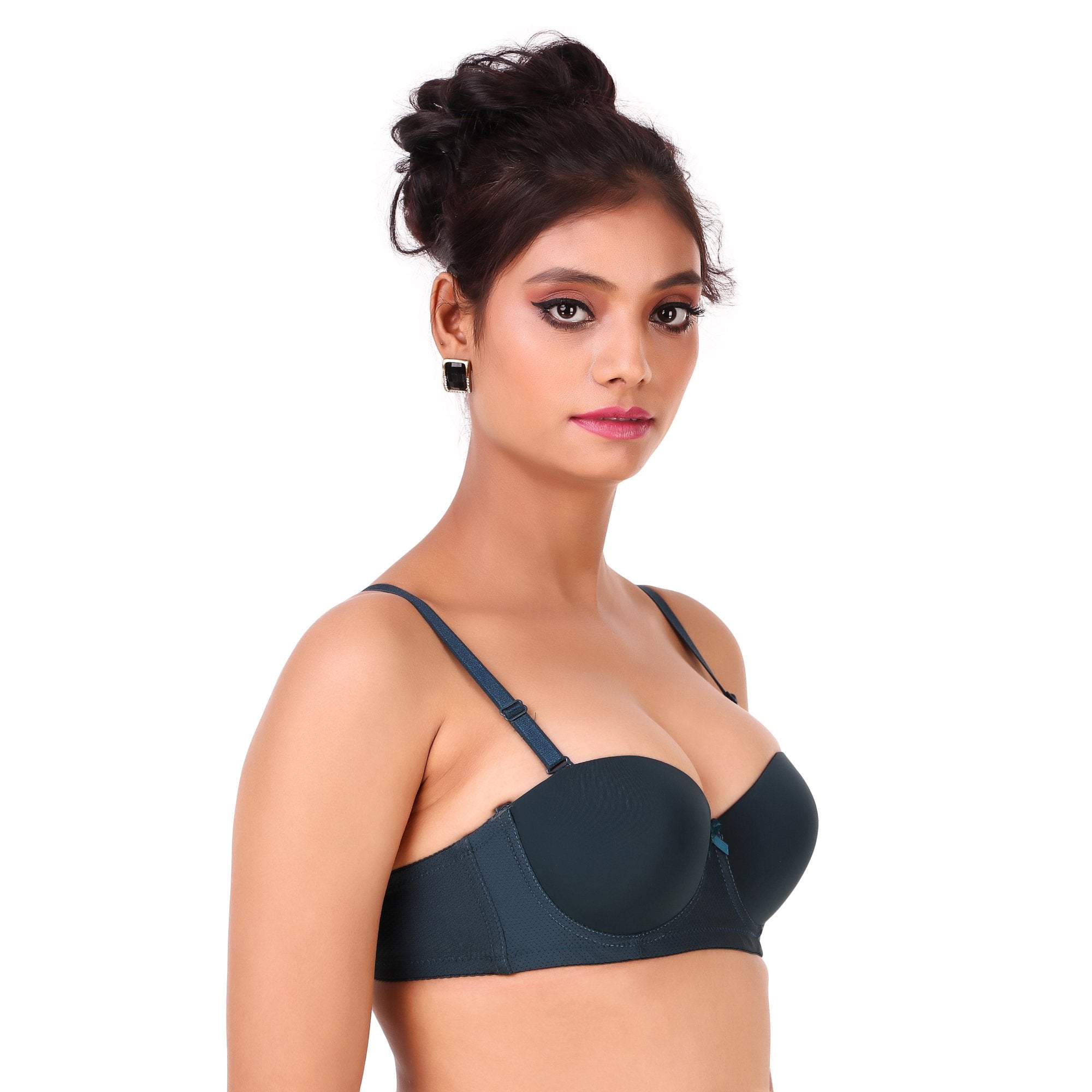 Buy Enamor F093 Long Line Cleavage Enhancer Plunge Push-up Bra - Padded  Wired Medium Coverage - Deep Periwinkle Online at Low Prices in India 