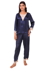 satin Pyjamas with soft lace Set