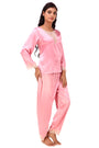AXTZH-XNSL037 Pink Smooth satin Pyjamas with soft lace for Women