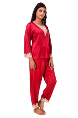 AXTZH-XNSL037 Scarlet Smooth satin Pyjamas with soft lace for Women